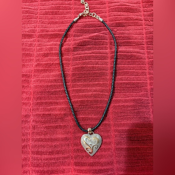Brighton Silver Heart Necklace with Black Cord - Picture 1 of 4